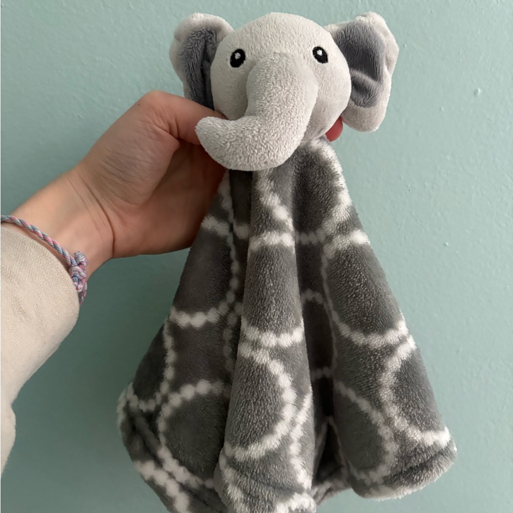 Gray Elephant Plush Lovey Blanket
